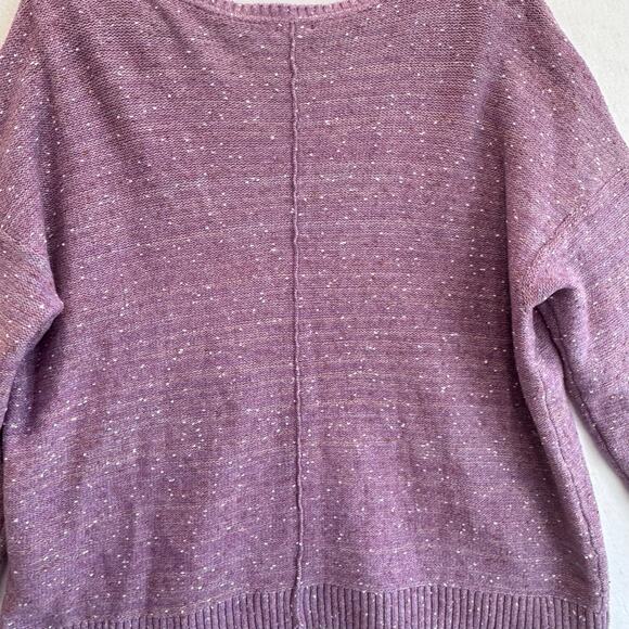 J. Jill Purple Textured Cotton Blend Long Sleeve Knit Pullover Sweater XL - Picture 5 of 6